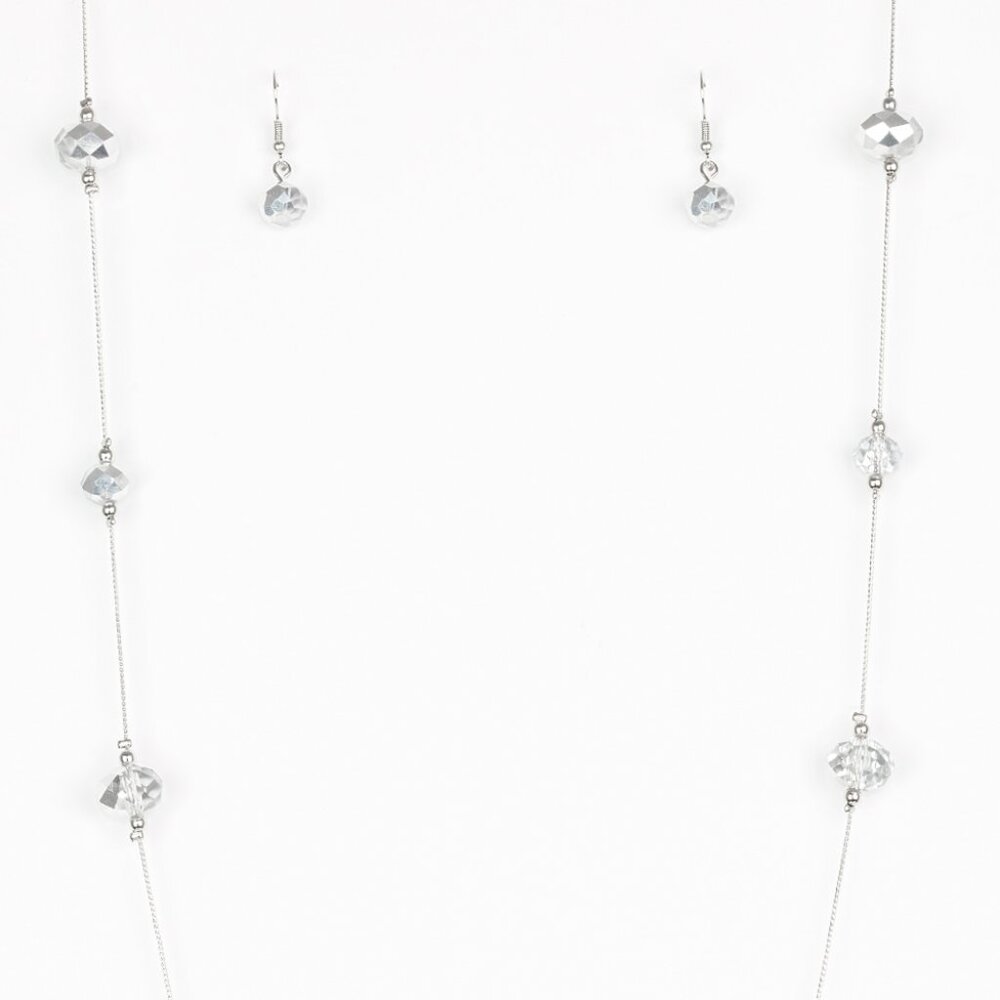 Paparazzi Champagne on the Rocks White Necklace & Earrings Set